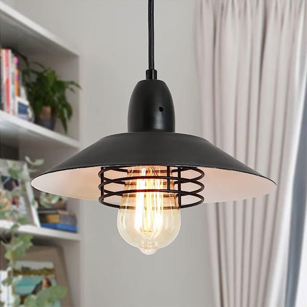 Farmhouse Vintage Pendant Light Black Fixture Pendant Lights with Spring Frame Adjustable Metal Hanging Lamp for Kitchen Island Dining Room Bedroom Living Room Barn Entryway, E26 - Divine Heart L.A.