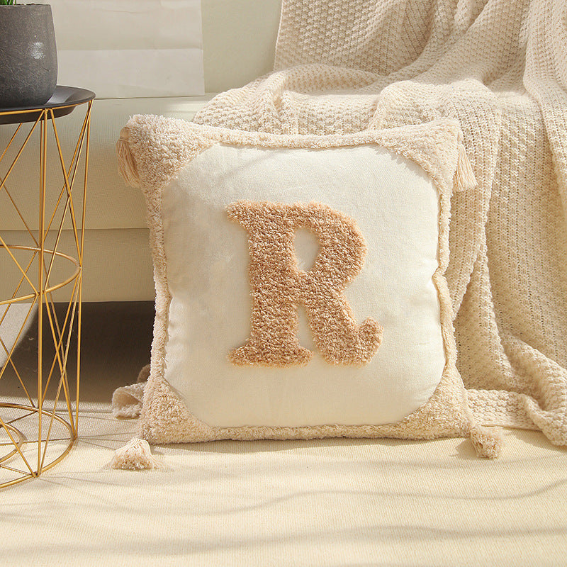 Embossed Monogram Letter Throw Pillow Cover