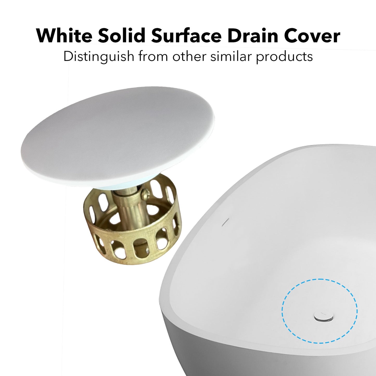 FRALIMK 63" x 30" x 22" Flatbottom Freestanding Solid Surface Resin Stone Bathtub Soaking Tub In Soft White Matte - Divine Heart L.A.