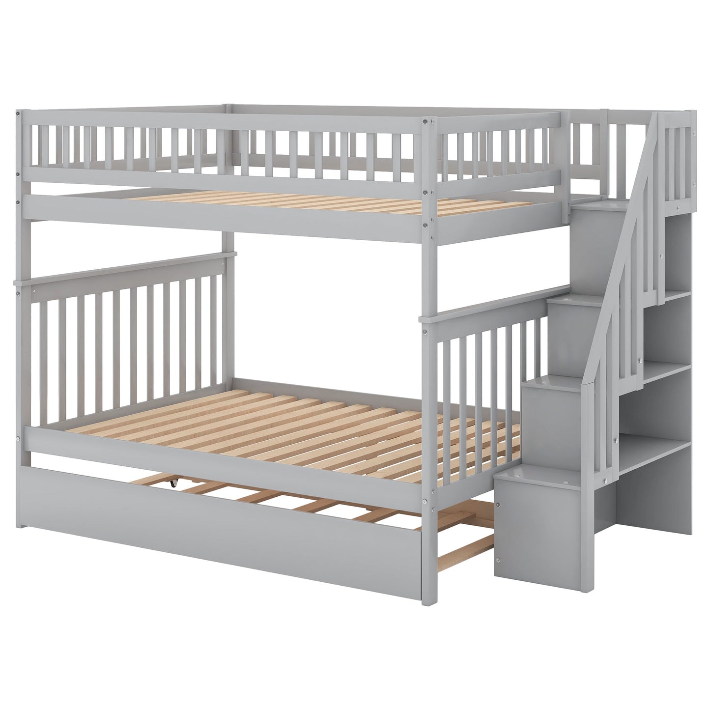 Full over Full Bunk Bed with Trundle and Staircase - Divine Heart L.A.