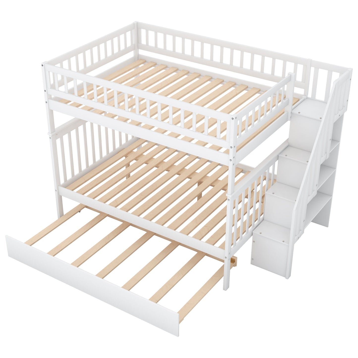 Full over Full Bunk Bed with Trundle and Staircase - Divine Heart L.A.