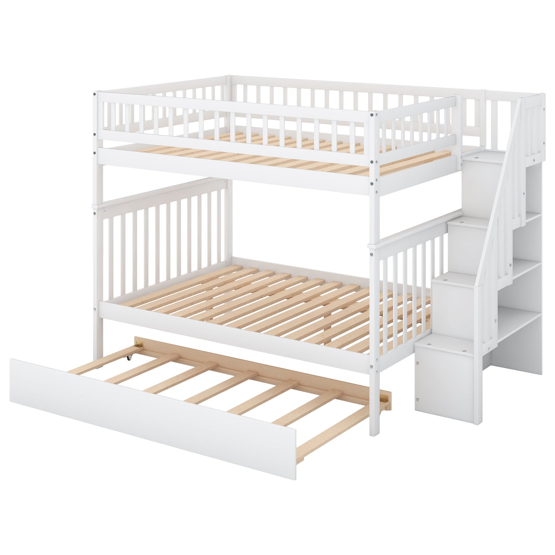 Full over Full Bunk Bed with Trundle and Staircase - Divine Heart L.A.