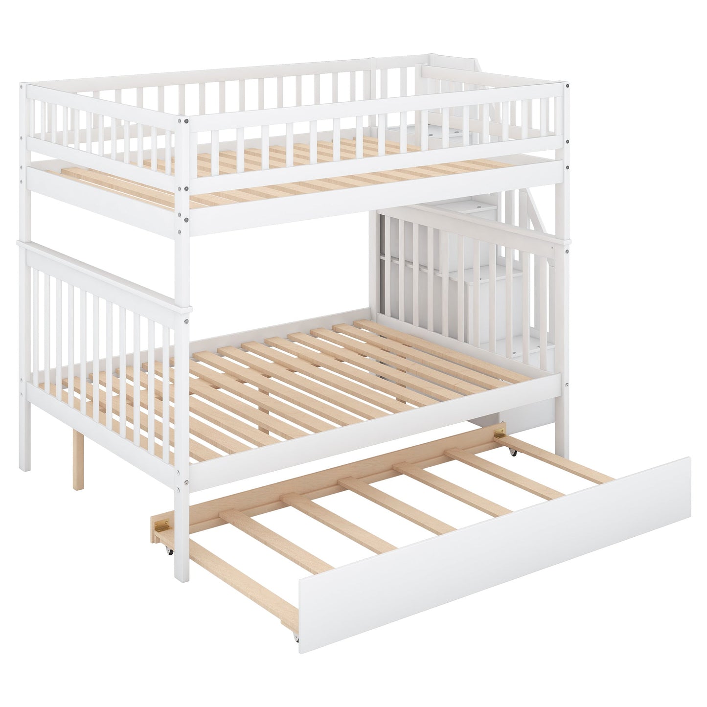 Full over Full Bunk Bed with Trundle and Staircase - Divine Heart L.A.