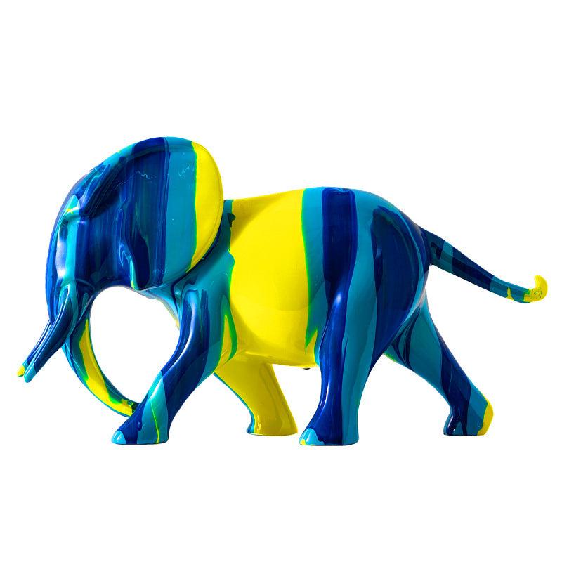 Hey Little Guys Water Elephant Pair of Figurines in Blue and Yellow - Divine Heart L.A.