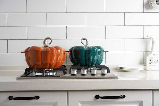 Modern Farmhouse Enameled Pumpkin Cast Iron Pot - Divine Heart L.A.
