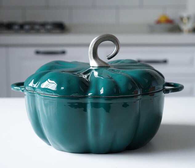 Modern Farmhouse Enameled Pumpkin Cast Iron Pot - Divine Heart L.A.