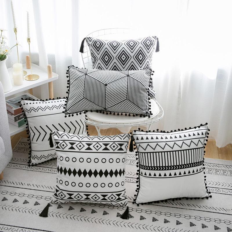 Modern Lines Bohemian Tasseled Throw Pillow Cover Collection - Divine Heart L.A.