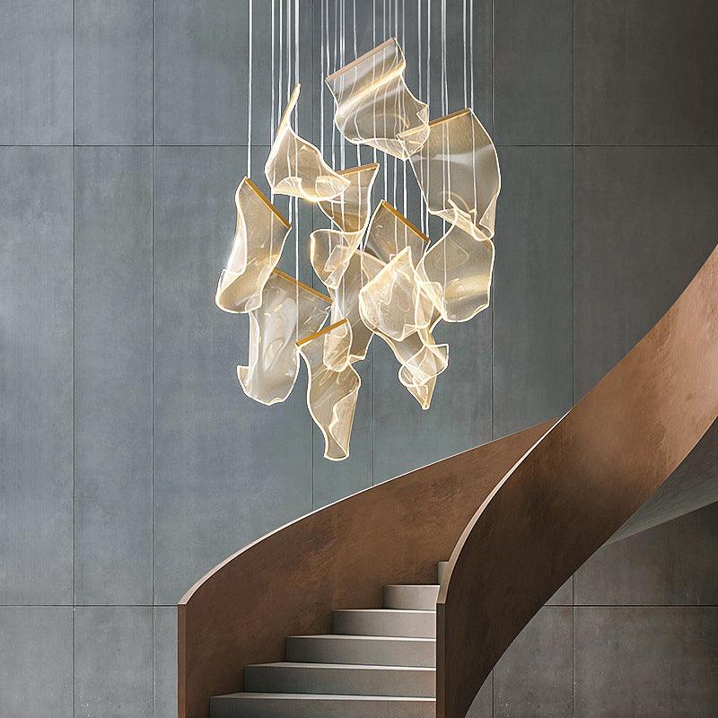 Peaceful Winds Chandelier in Gold with Raw Silk Hanging Discs - Divine Heart L.A.
