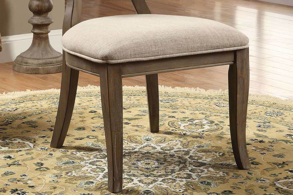 Rustic Oak and Beige Dining Chair Set of 2 - Divine Heart L.A.