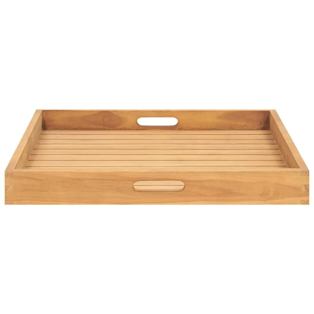 Serving Tray 23.6"x23.6" Solid Wood Teak - Divine Heart L.A.