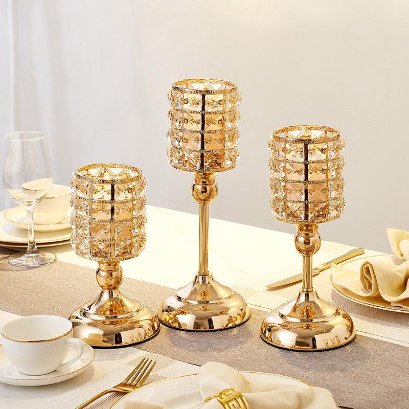 Stately Empire Crystal and Iron Candle Holder in Gold - Divine Heart L.A.