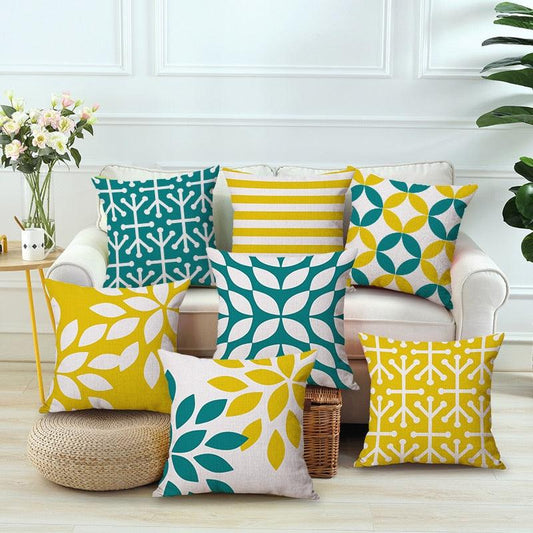 Summer Leaves Geometric Cushion Cover Collection - Divine Heart L.A.
