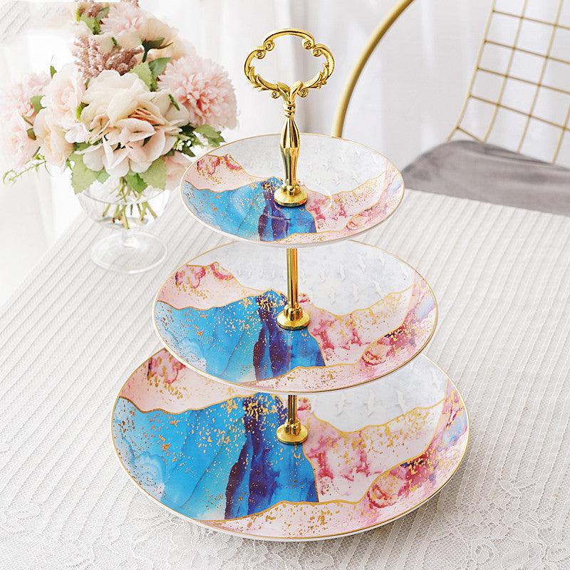 Timeless Classics Bone China Dessert Display Plate with Pastel and Gold Finish - Divine Heart L.A.