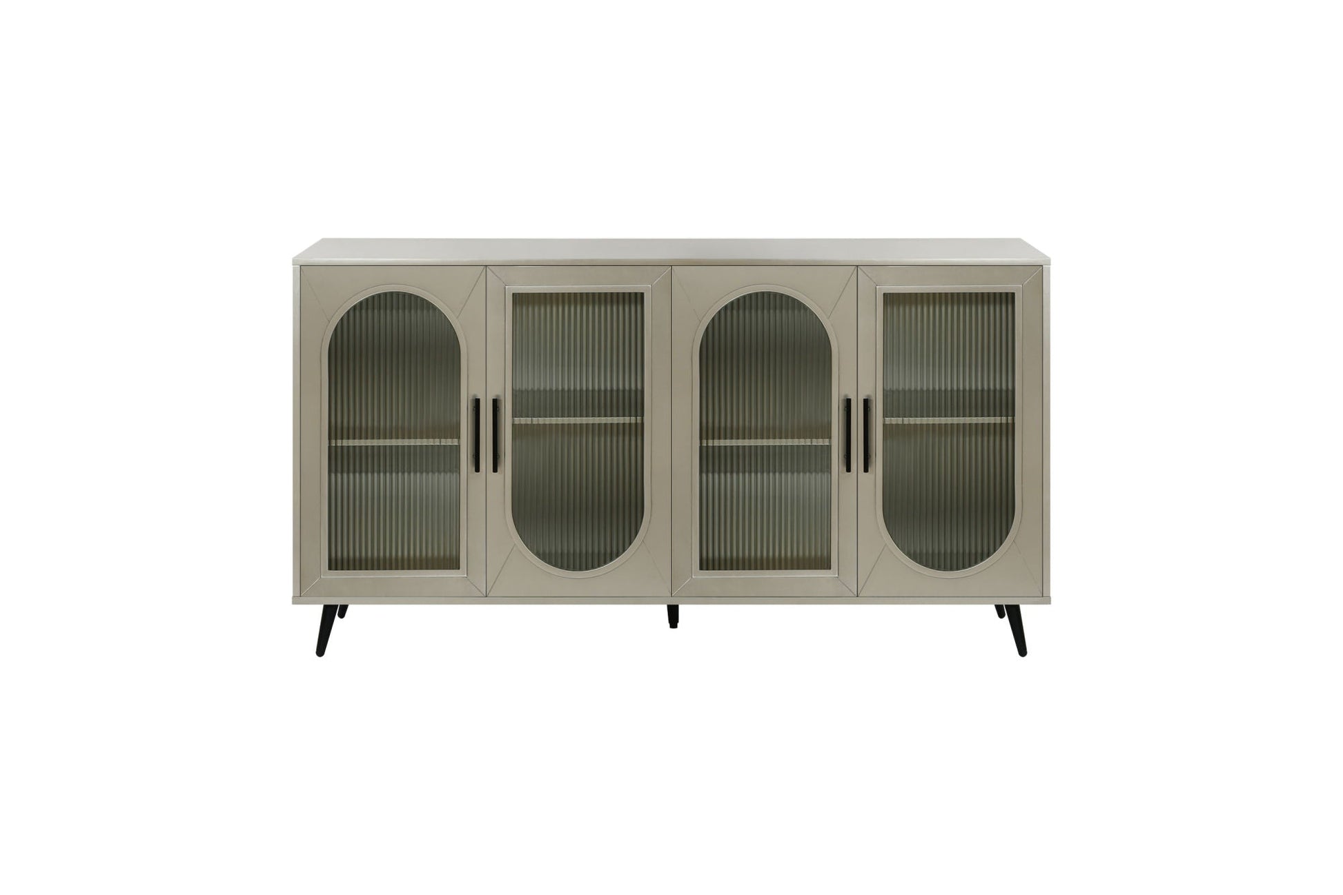 TV Stand for 65+ Inch TV, Wood TV Stand with Storage Cabinet & Adjustable Shelves, Media TV Console for Living Room Bedroom(Gold) - Divine Heart L.A.