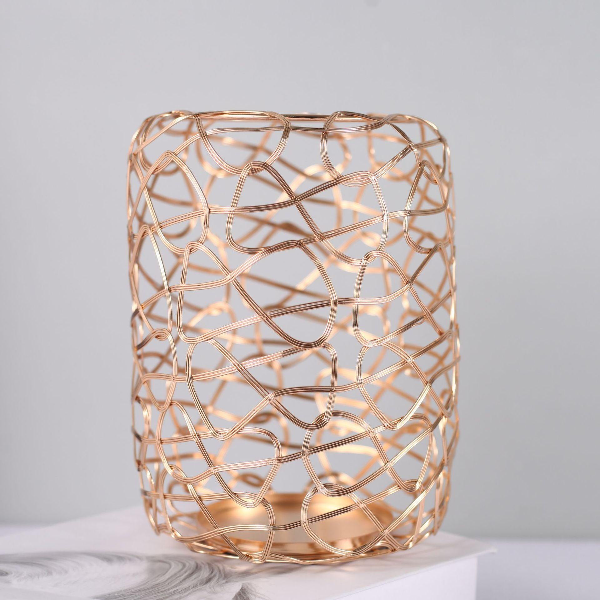 Universal Lines Electroplated Metal Candle Holder in Rose Gold - Divine Heart L.A.