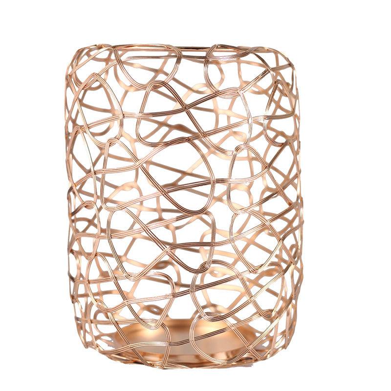 Universal Lines Electroplated Metal Candle Holder in Rose Gold - Divine Heart L.A.