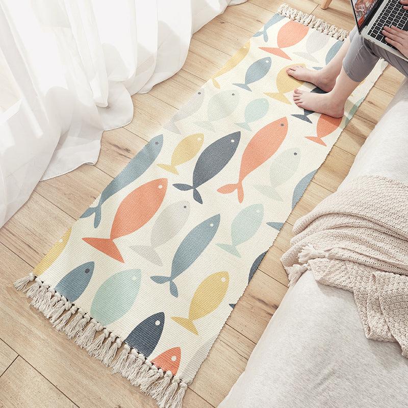 Watercolor Happy Animals Woven Floor Mat - Divine Heart L.A.