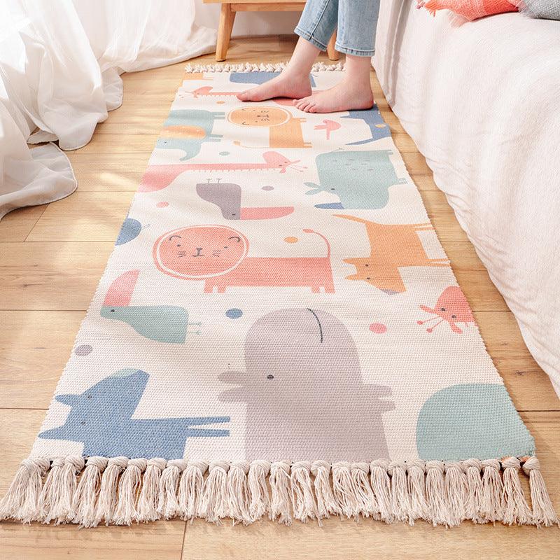 Watercolor Happy Animals Woven Floor Mat - Divine Heart L.A.